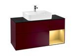 Villeroy und Boch Finion Waschtischunterschrank G172HFHB 120cm, Abdeckplatte black matt, Emotion, Regal rechts Gold matt, Peony Matt
