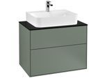 Villeroy und Boch Finion Waschtischunterschrank F09200GM 80x60,3x50,1cm, Abdeckplatte black matt, Olive Matt Lacquer