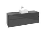 Villeroy und Boch Collaro Waschtischunterschrank C04900FP 160 x 54,8 x 50 cm, Waschtisch mittig, Glossy Grey