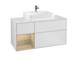 Villeroy und Boch Finion Waschtischunterschrank F161PCMT 120cm, Abdeckplatte white matt, Regal links Oak Veneer, White matt lacquer
