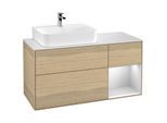 Villeroy und Boch Finion Waschtischunterschrank G151MTPC 120cm, Abdeckplatte white matt, Emotion, Regal links White matt lacquer, Oak Veneer