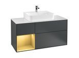 Villeroy und Boch Finion Waschtischunterschrank F161HFHG 120cm, Abdeckplatte white matt, Regal links Gold matt, Midnight Blue Matt Lacquer