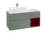 Villeroy und Boch Finion Waschtischunterschrank G151HBGM 120cm, Abdeckplatte white matt, Emotion, Regal links Peony, Olive Matt Lacquer