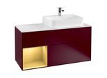 Villeroy und Boch Finion Waschtischunterschrank G141HFHB 120cm, Abdeckplatte white matt, Emotion, Regal links Gold matt, Peony Matt