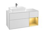 Villeroy und Boch Finion Waschtischunterschrank F151HFMT 120cm, Abdeckplatte white matt, Regal rechts Gold matt, White matt lacquer