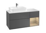 Villeroy und Boch Finion Waschtischunterschrank F151PCGK 120cm, Abdeckplatte white matt, Regal rechts Oak Veneer, Anthracite matt