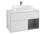 Villeroy und Boch Finion Waschtischunterschrank G121GKMT 100cm, Abdeckplatte white matt, Emotion, Regal rechts Anthracite matt, White matt lacquer