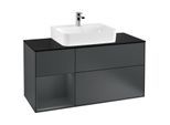 Villeroy und Boch Finion Waschtischunterschrank G162HGHG 120cm, Abdeckplatte black matt, Emotion, Regal links Midnight Blue Matt Lacquer, Midnight Blue Matt Lacquer