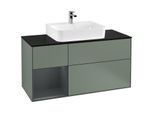 Villeroy und Boch Finion Waschtischunterschrank F162HGGM 120cm, Abdeckplatte black matt, Regal links Midnight Blue Matt Lacquer, Olive Matt Lacquer