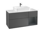 Villeroy und Boch Finion Waschtischunterschrank F171HGGK 120cm, Abdeckplatte white matt, Regal rechts Midnight Blue Matt Lacquer, Anthracite matt
