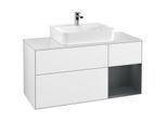 Villeroy und Boch Finion Waschtischunterschrank F171HGGF 120cm, Abdeckplatte white matt, Regal rechts Midnight Blue Matt Lacquer, Glossy white lacquer