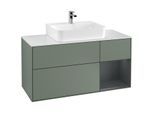 Villeroy und Boch Finion Waschtischunterschrank G171HGGM 120cm, Abdeckplatte white matt, Emotion, Regal rechts Midnight Blue Matt Lacquer, Olive Matt Lacquer