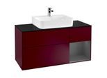 Villeroy und Boch Finion Waschtischunterschrank G172GKHB 120cm, Abdeckplatte black matt, Emotion, Regal rechts Anthracite matt, Peony Matt