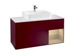 Villeroy und Boch Finion Waschtischunterschrank G171PCHB 120cm, Abdeckplatte white matt, Emotion, Regal rechts Oak Veneer, Peony Matt