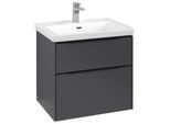 Villeroy und Boch Subway 3.0 Waschtisch-Unterschrank C576L1VR 62,2x57,6x47,8cm, mit LED/Griff Volcano black, graphite