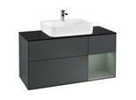 Villeroy und Boch Finion Waschtischunterschrank G172GMHG 120cm, Abdeckplatte black matt, Emotion, Regal rechts Olive Matt Lacquer, Midnight Blue Matt Lacquer