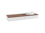Villeroy und Boch Antao Waschtisch-Unterschrank L16112GF mit Beleuchtung mit Struktur, 160x19x50cm, Waschbeckenplattenfarbe warm walnut, glossy white lacquer
