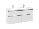 Villeroy und Boch Subway 3.0 Waschtisch-Unterschrank C602L0VF 127,2x57,6x47,8cm, mit LED/Griff Aluminium glänzend, pure white