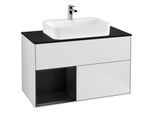 Villeroy und Boch Finion Waschtischunterschrank F362PDMT 100cm, Abdeckplatte black matt, Regal links Black matt lacquer, White matt lacquer