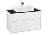 Villeroy und Boch Finion Waschtischunterschrank F35200GF 100x60,3cm, Abdeckplatte black matt, Glossy white lacquer