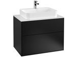 Villeroy und Boch Finion Waschtischunterschrank F34100PD 80x60,3cm, Abdeckplatte white matt, Black matt lacquer