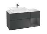 Villeroy und Boch Finion Waschtischunterschrank G401GKHG 120cm, Abdeckplatte white matt, Emotion, Regal rechts Anthracite matt, Midnight Blue Matt Lacquer