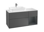 Villeroy und Boch Finion Waschtischunterschrank G401HGGK 120cm, Abdeckplatte white matt, Emotion, Regal rechts Midnight Blue Matt Lacquer, Anthracite matt
