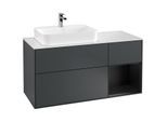 Villeroy und Boch Finion Waschtischunterschrank G401PDHG 120cm, Abdeckplatte white matt, Emotion, Regal rechts Black matt lacquer, Midnight Blue Matt Lacquer