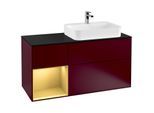 Villeroy und Boch Finion Waschtischunterschrank G392HFHB 120cm, Abdeckplatte black matt, Emotion, Regal links Gold matt, Peony Matt