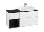 Villeroy und Boch Finion Waschtischunterschrank G392PDGF 120cm, Abdeckplatte black matt, Emotion, Regal links Black matt lacquer, Glossy white lacquer