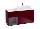 Villeroy und Boch Finion Waschtischunterschrank F391GKHB 120cm, Abdeckplatte white matt, Regal links Anthracite matt, Peony Matt