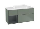 Villeroy und Boch Finion Waschtischunterschrank G291HGGM 120cm, Abdeckplatte white matt, Emotion, Regal links Midnight Blue Matt Lacquer, Olive Matt Lacquer