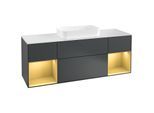 Villeroy und Boch Finion Waschtischunterschrank F331HFHG 160x60,3cm, Abdeckplatte white matt, Regale Gold matt lacquer, Midnight Blue Matt Lacquer