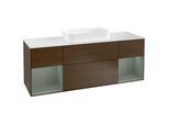 Villeroy und Boch Finion Waschtischunterschrank F331GMGN 160x60,3cm, Abdeckplatte white matt, Regale Olive matt lacquer, Walnut veneer