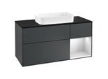 Villeroy und Boch Finion Waschtischunterschrank G302MTHG 120cm, Abdeckplatte black matt, Emotion, Regal rechts White matt lacquer, Midnight Blue Matt Lacquer