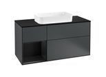 Villeroy und Boch Finion Waschtischunterschrank G292PDHG 120cm, Abdeckplatte black matt, Emotion, Regal links Black matt lacquer, Midnight Blue Matt Lacquer