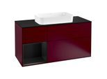 Villeroy und Boch Finion Waschtischunterschrank G292PDHB 120cm, Abdeckplatte black matt, Emotion, Regal links Black matt lacquer, Peony Matt