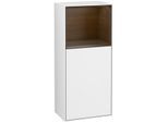 Villeroy und Boch Finion Seitenschrank F500GNGF 41,8x93,6x27cm, links, Regal oben Walnut veneer, Glossy white lacquer