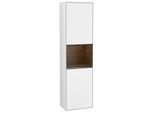 Villeroy und Boch Finion Hochschrank F470GNGF 41,8x151,6x27cm, rechts, Regal Walnut veneer, Glossy white lacquer