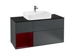 Villeroy und Boch Finion Waschtischunterschrank G412HBHG 120cm, Abdeckplatte black matt, Emotion, Regal links Peony, Midnight Blue Matt Lacquer
