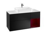 Villeroy und Boch Finion Waschtischunterschrank F421HBPD 120cm, Abdeckplatte white matt, Regal rechts Peony, Black matt lacquer