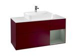 Villeroy und Boch Finion Waschtischunterschrank F421GMHB 120cm, Abdeckplatte white matt, Regal rechts Olive Matt Lacquer, Peony Matt