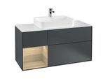 Villeroy und Boch Finion Waschtischunterschrank G411PCHG 120cm, Abdeckplatte white matt, Emotion, Regal links Oak Veneer, Midnight Blue Matt Lacquer