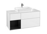 Villeroy und Boch Finion Waschtischunterschrank G411PDGF 120cm, Abdeckplatte white matt, Emotion, Regal links Black matt lacquer, Glossy white lacquer