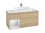 Villeroy und Boch Finion Waschtischunterschrank G411MTPC 120cm, Abdeckplatte white matt, Emotion, Regal links White matt lacquer, Oak Veneer