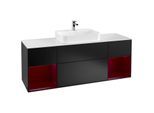 Villeroy und Boch Finion Waschtischunterschrank G451HBPD 160cm, Abdeckplatte white matt, Emotion, Regale Peony matt lacquer, Black matt lacquer