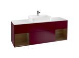 Villeroy und Boch Finion Waschtischunterschrank G451GNHB 160cm, Abdeckplatte white matt, Emotion, Regale Walnut veneer, Peony Matt