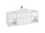 Villeroy und Boch Finion Waschtischunterschrank G451MTGF 160cm, Abdeckplatte white matt, Emotion, Regale White matt lacquer, Glossy white lacquer