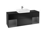 Villeroy und Boch Finion Waschtischunterschrank G452GKPD 160cm, Abdeckplatte black matt, Emotion, Regale Anthracite matt lacquer, Black matt lacquer