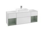 Villeroy und Boch Finion Waschtischunterschrank F451GMMT 160x60,3cm, Abdeckplatte white matt, Regale Olive matt lacquer, White matt lacquer